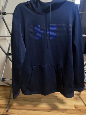 Under Armour Navy Pullover Hoodie with Blue Logo